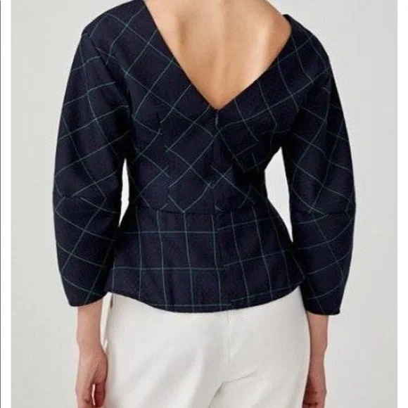 Balloon sleeve peplum top - Picture 2 of 6